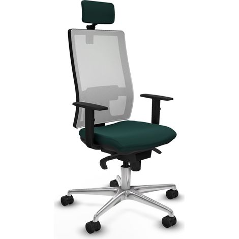 Horna sincro malla blanca similpiel verde botella brazos 1D base aluminio cabecero 2D ruedas 65mm nailon (1/5)