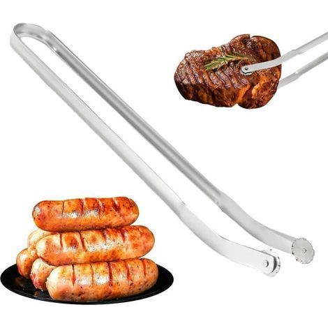 Pinze da barbecue lunghe 38 cm, pinze da cucina in acciaio inossidabile, pinze per salsicce, pinze per grigliare, pinze per barbecue, accessori per griglia. (1/4)