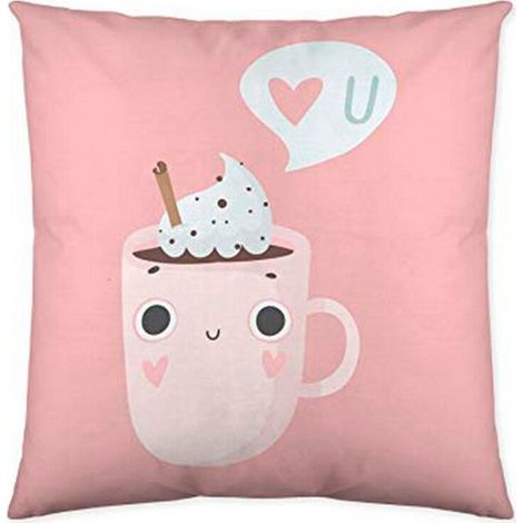 Housse de Coussin - Couture - Funny Cups - 50 x 50 cm - Multicolore - Intérieur
