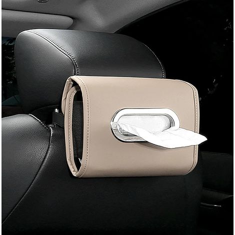 Soporte para toallas de papel en el reposacabezas del coche - Soporte para toallas de papel en el asiento trasero del coche - Soporte para toallas de papel para coche (Beige)