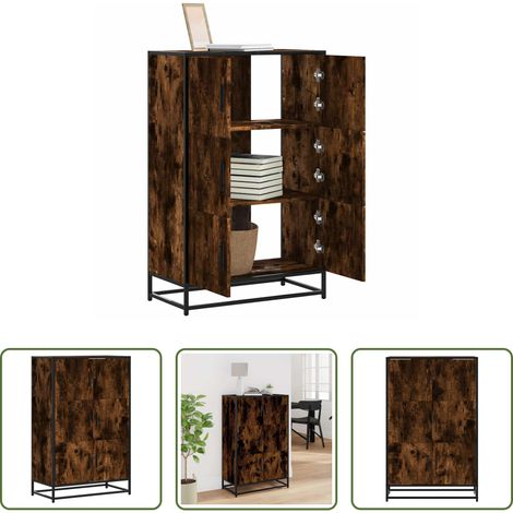vidaXL Hochschrank - Highboard Räuchereiche 68x35x106,5 cm Holzwerkstoff Metall (1/5)