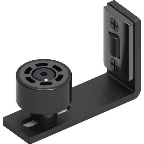 Sliding barn door bottom rails with adjustable rollers, floor rails for barn doors, black (1/5)