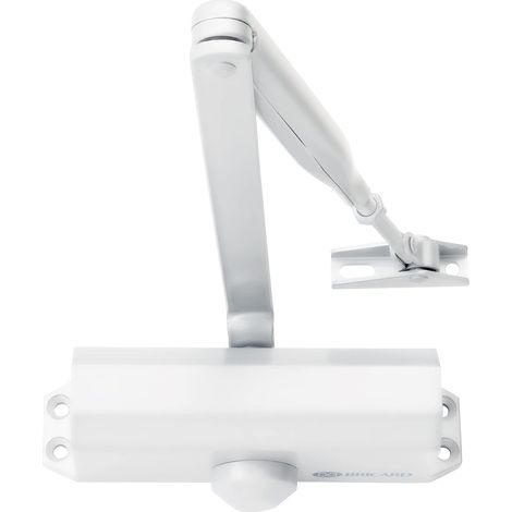Ferme-Porte à bras compas force 3 (jusqu'à 60kg). Téchnologie pignon crémaillere. Coloris Blanc