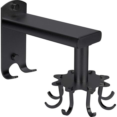 Portautensili da cucina a parete senza foratura, gancio girevole da cucina, supporto da cucina autoadesivo con 8 ganci, alluminio (nero) 1- (1/5)