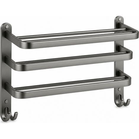 Wall-Mounted Towel Rail 3 Bars with Hooks Bathroom 60 cm (1/5)
