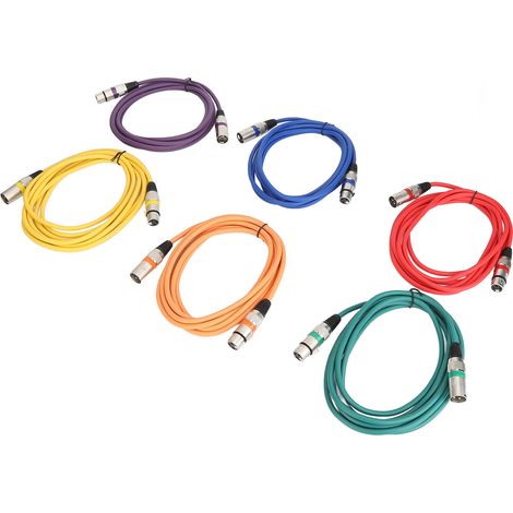 Câble XLR mâle à femelle 10 pieds, 6 pièces, double couche de blindage, cordon de Microphone Anti-interférence solide (1/5)