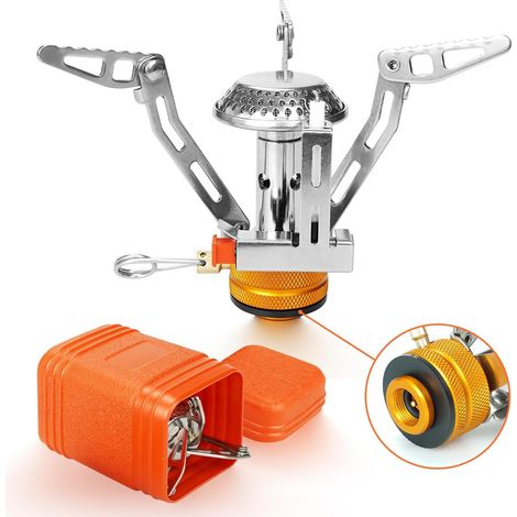 Réchaud de Camping 3000W, Gaz Pliable, Brûleur Coupe-Vent avec Allumage Piézo-électrique pour Randonnée, Pêche et Pique-nique (1/5)