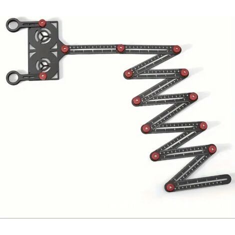 Règle de mesure multi-angle, outil de gabarit d'angle à 12 segments, localisateur d'ouverture de carrelage en aluminium, outil cadeau pour hommes (règle à 12 côtés avec localisateur de foret) (1/4)