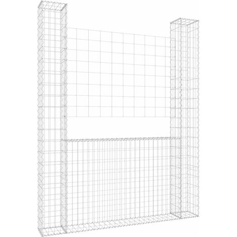 Maison Exclusive - Gabionenkorb U-Form mit 2 Säulen Eisen 140x20x (1/5)