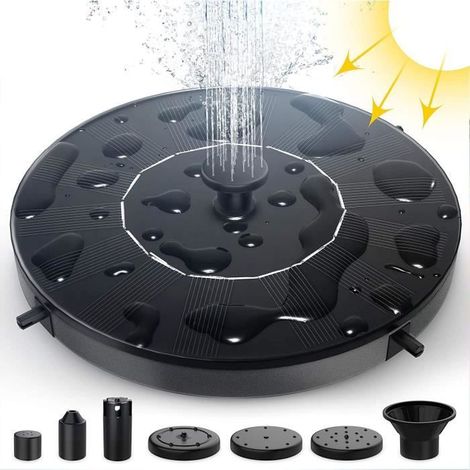 Fontaine Solaire Extérieur - Pompe à Eau 1.4W - 7 Styles de Fontaine - Noir (1/4)
