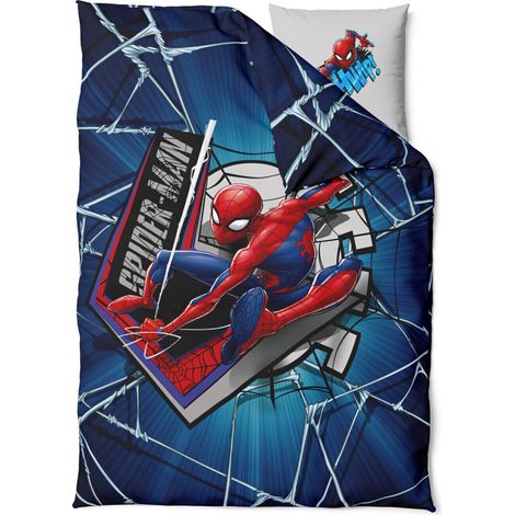 Parure de lit enfant réversible Spider-Man 120x150 cm 100% coton – Housse de couette et taie d'oreiller – OEKO-TEX (1/5)