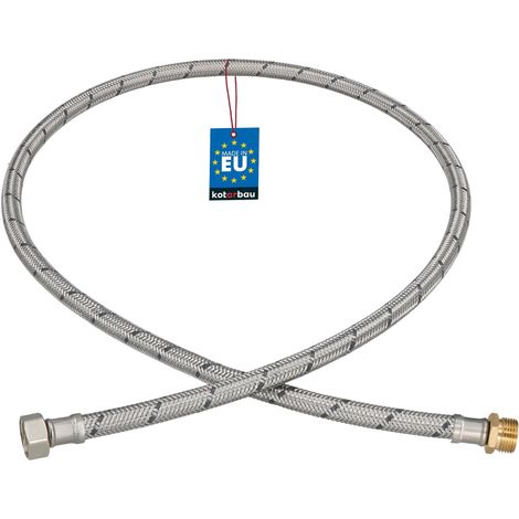 KOTARBAU® Flexible Robinet 3/8" x 3/8" - Flexible Eau - Tuyau Robinet 120 cm - Mâle x Femelle - Rallonge Robinet Cuisine Flexible - Acier Inoxydable - Tuyau Flexible Plomberie (1/4)