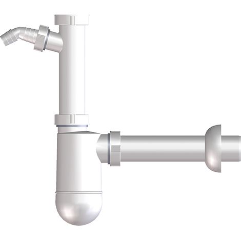 Flaschensiphon DN40x5/4' mit rückstausicherem Waschmaschinenanschluss und Rosette