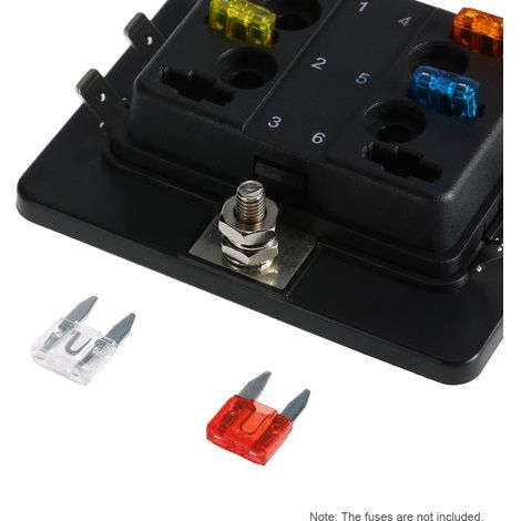 Mini blade 6-way fuse box holder, APM ATM 5A 10A 25A for car, boat, marine tricycle 12V 24V (1/4)