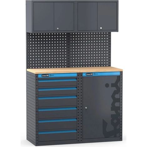 arredamento modulare per officina fami "linea 391" con cassettiera e armadio a 1 anta in lamiera antracite 121,6x49,5x190 cm (1/4)