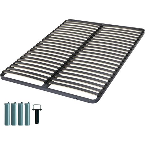 Sommier à lattes + pieds 140x190 Artemis - 42 lattes bois - Fabrication française (1/4)