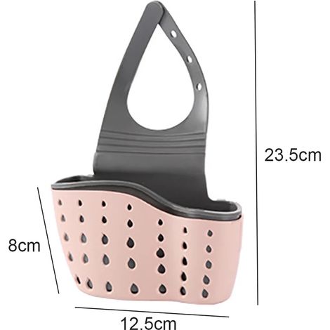 (Pink Pro) Panier égouttoir de rangement pour la maison, porte-savon/éponge réglable, sac égouttoir suspendu, accessoires de cuisine (1/5)