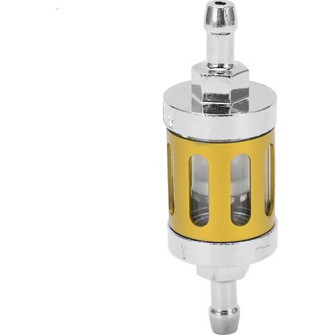 Filtro carburante - Alluminio - Vetro trasparente - Ricambio universale per auto, ATV, SUV e moto - Giallo (1/5)