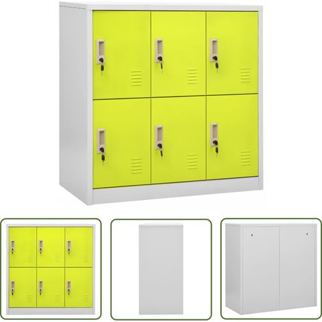 Lot de 2 Armoires à casiers,Vestiaire Rangement à casies Gris clair et vert 90x45x92,5 cm Acier -80506 (1/5)