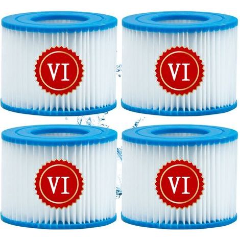 Type VI Pool Filter Cartridge, for Bestway Type VI Pool Filter, Size 6-58323 for Spa Filter for Bestway for Lay-Z-Spa Miami, Vegas, Monaco, for Spa Filter Cleaning, 4 Pieces
