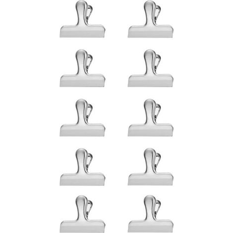 Pinces de fermeture - Lot de 10 - Pinces pour sacs alimentaires - Pinces de cuisine - Acier inoxydable - Clips fraîcheur - Pinces de fermeture - Réutilisables - Pour fermer les emballages alimentaires (1/5)