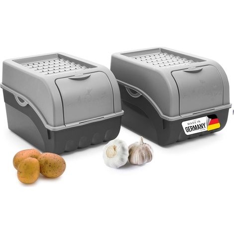 Lot de 2 boîtes rangement pommes de terre 5 L grise