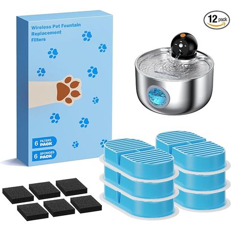 Filtre Fontaine a Eau Chat: 12 Filtres Fontaine à Eau pour Chat - Fontaine a Eau 6 Filtres à Charbon Actif + 6 Filtres Éponge - Forfait De 3 Mois (1/5)