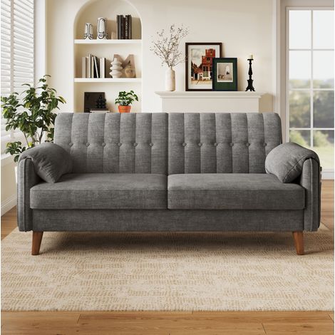 Divano a 2 Posti con tasche laterali e cuscini rimovibili, in chenille grigio chiaro, 161,5x79x83,5 cm, per soggiorno (1/5)
