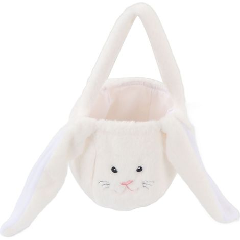 Osterkorb für Kinder, Osterhasen-Plüschtasche, niedliche Cartoon-Tasche, Hasenkorb mit langen Ohren, weiß (1/5)