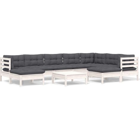 Maison Exclusive - Set Divani da Giardino 10 pz con Cuscini BiancLegno di Pino (1/5)