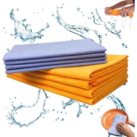 8Pcs chiffon de nettoyage, fibre végétale, ultra-absorbant, sans peluche, pour cuisine salle de bain voiture (1/5)