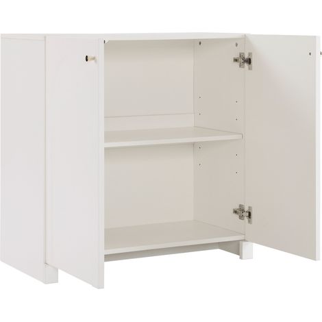 Aparador de 2 puertas blanco 80 x 40 x 80 cm en aglomerado con sistema antivuelco (1/5)