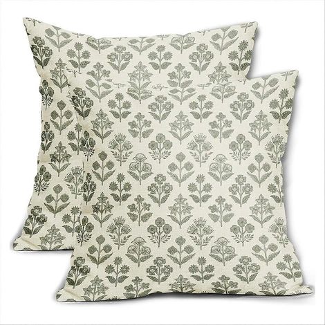 Lot de 2 housses de coussin décoratives à motif floral vintage, 45 x 45 cm (18 x 18 pouces). (1/5)