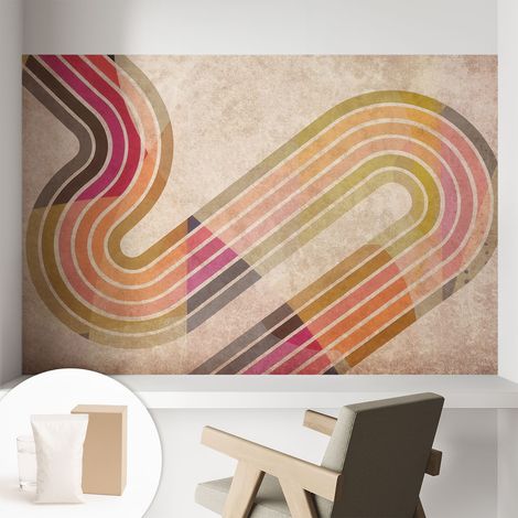 Carta Da Parati Non Tessuto - Con Colla Inclusa per Camera da Letto - Facile da Applica - Motivo decorativo Linee geometriche 104x70 cm (1/5)