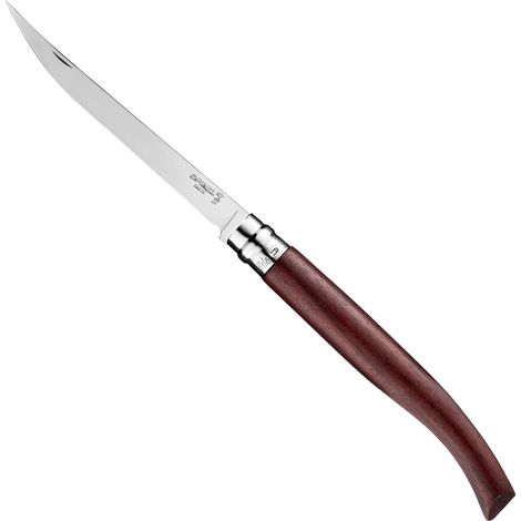 OPINEL - N°15 COUTEAU DE DÉCOUPE EFFILÉ - LAME PRÉCISE FINITION POLIGLACE 15 CM ACIER INOX, MANCHE PADOUK, BAGUE DE SÉCURITÉ VIR