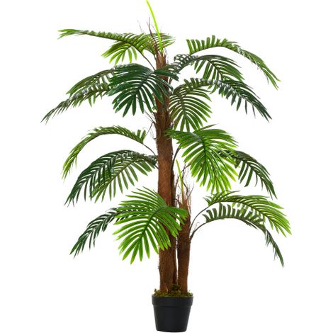 Palma artificiale da 120 cm – Pianta realistica per interni ed esterni, senza manutenzione, in vaso di plastica resistente, ideale per arredamento moderno