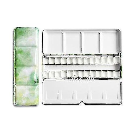 Boîte de rangement en fer pour palettes vides étoilées 24/48 cases avec demi-godets pour aquarelle/huile/acrylique. (1/4)
