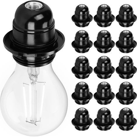 15 Douille Ampoule E27, 250V 60W, Support Lampe Plastique Noir, Pour Café Restaurant Cuisine (1/5)