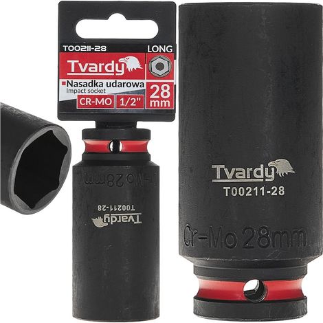 Vaso de impacto largo de 1/2" y 6 puntas, 28 mm, CR-MO (6/36) (1/4)