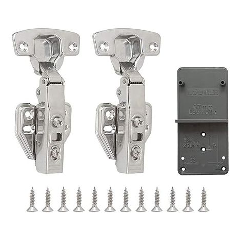 110 Degré Recouvrante Charnieres Standard Supérieure avec Amortisseur Intégré Mécanisme de Fermeture Automatique Charnière pour Armoires de Porte Cuisine et Amortissement Lot de 2 (1/5)