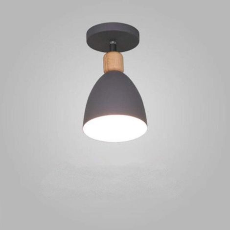 Modern Creative Colorful Cartoon Design Semi-Recessed Wooden LED Ceiling Light for Children's Bedroom/Playroom - Gray (1/4)