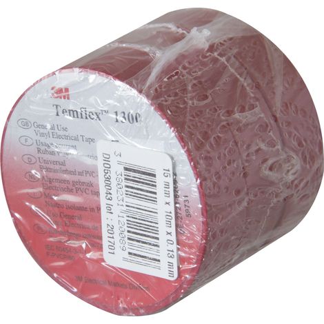 Lot de 3 rouleaux ruban adhésifs 15mm x 10m - Rouge - 3MM