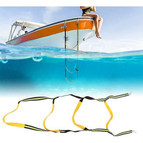 Échelle de bateau portable pour yacht, échelle d'embarquement avec corde et mousqueton, verte, à 4 marches