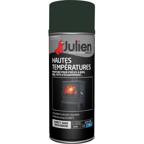 Peinture aérosol Hautes Températures (jusqu'à 600°C) - Mat Gris Fonte - 400 ml - Julien
