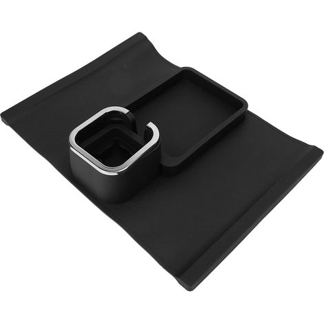 Porte-gobelet ergonomique multifonction en silicone pour canapé, avec base antidérapante, idéal pour les accoudoirs de canapé et de bureau (noir). (1/5)