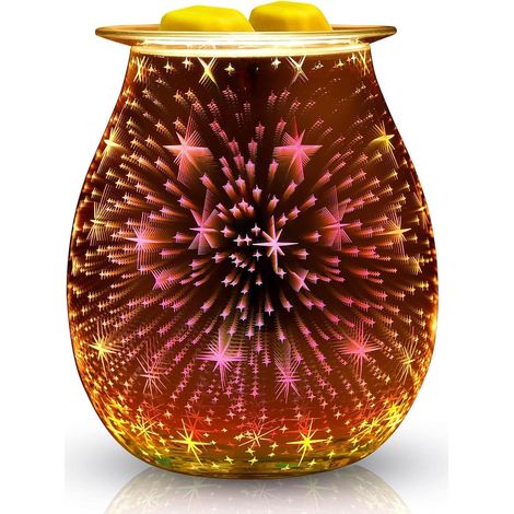 Bruciatore di oli in vetro elettrico, bruciatori di oli in vetro per fusione di cera, lampada per aromaterapia 3D, bruciatore di cera elettrico per casa e soggiorno (1/5)