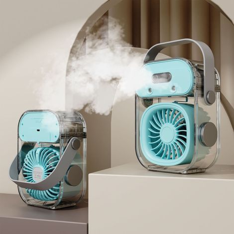 Ventilateur de Bureau USB Rechargeable avec Brumisateur, Silencieux, Portable pour Extérieur, Ajout de Glace -Alovez-WCY