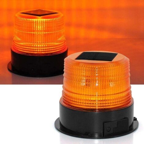 Feux d'avertissement LED solaires 12-24 V, étanches, ambrés, avec base magnétique, stroboscopes rotatifs rechargeables pour véhicules, chariots élévateurs, tracteurs, voiturettes de golf, UTV