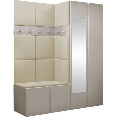 Meuble d'entrée Pinis X, Polo 872, 186x158x46cm, Disponible, Tissu, Stratifié, À poser, Murale (1/5)