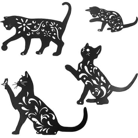 Katzen-Silhouette Gartenstecker aus Metall, Dekoration, Bastelzubehör, Haushaltsaccessoire